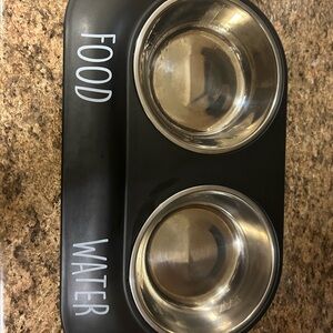 Black Double Pet Bowl Set